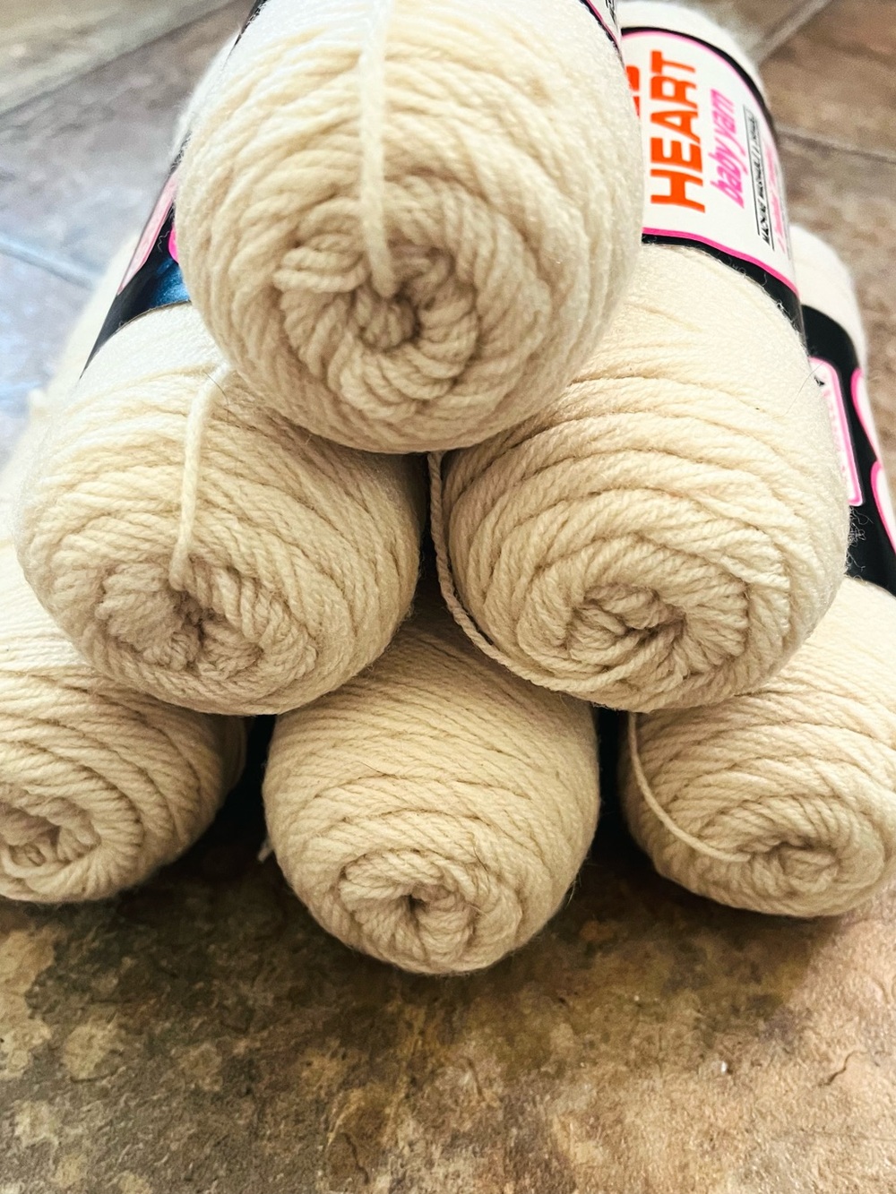 Vintage Red Heart Baby Yarn Eggshell Coats Clark Lot of 6 NWT